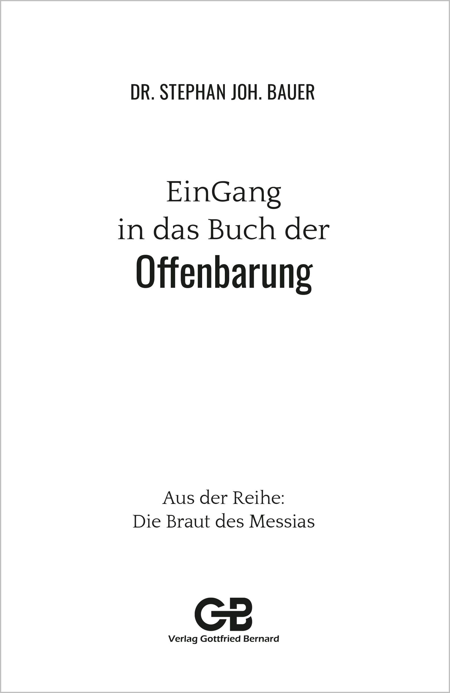 Buch EinGang in das Buch der Offenbarung