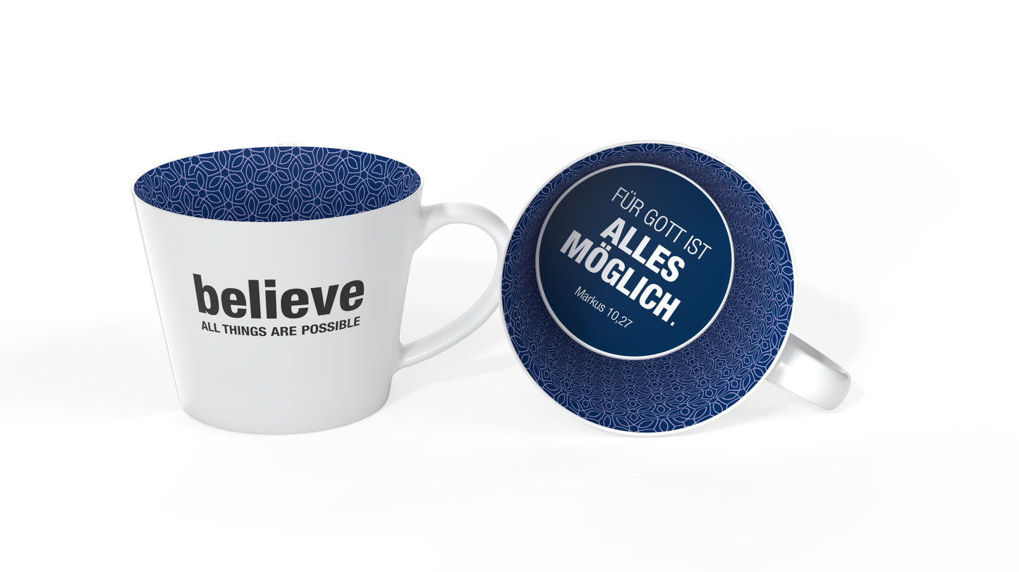 Sonstiges Tasse believe - All things are possible (blau)