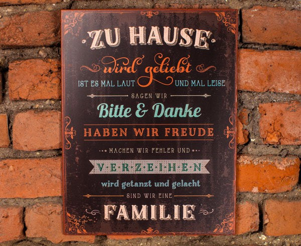 Sonstiges Metallschild Zu Hause wird geliebt ...
