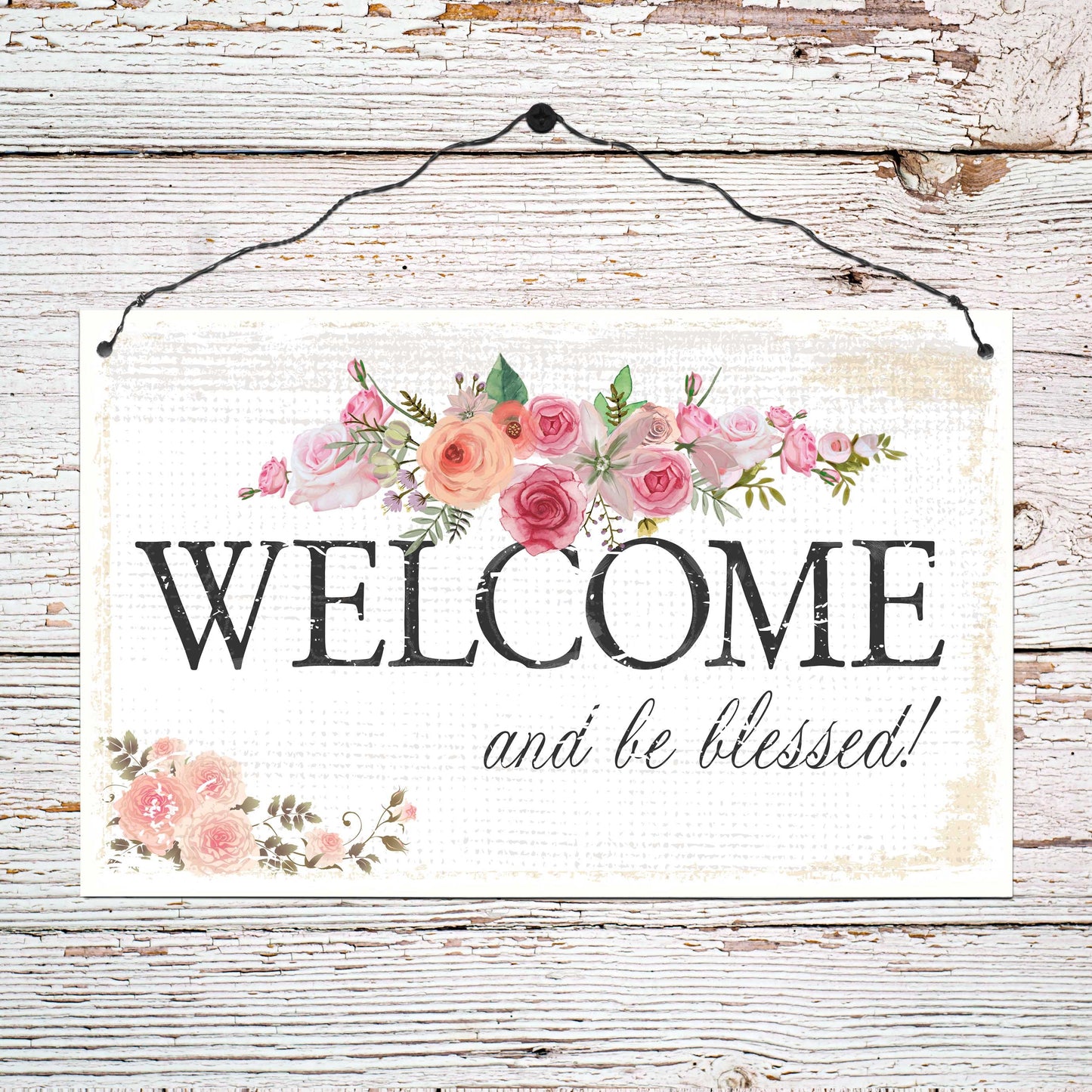 Sonstiges Holzschild groß Welcome and be blessed!