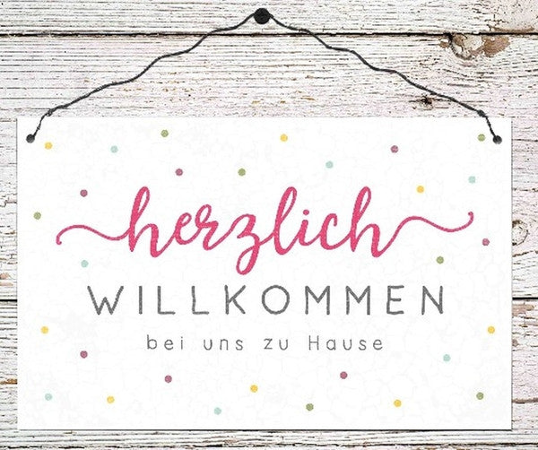 Sonstiges Holzschild groß Herzlich willkommen ...