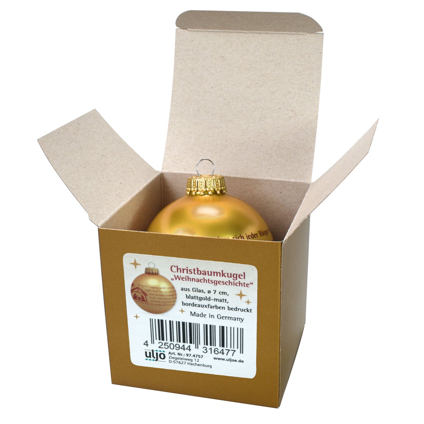 Sonstiges Christbaumkugel goldfarben Weihnachtsgeschichte