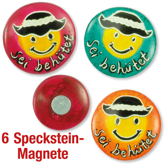 Speckstein-Magnete Sei behütet 6 Ex.