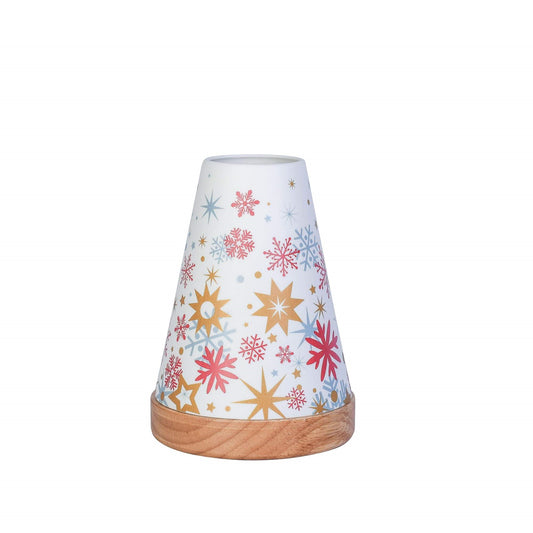 Windlicht Porzellan 10 cm Schneekristalle & Sterne mit Sockel