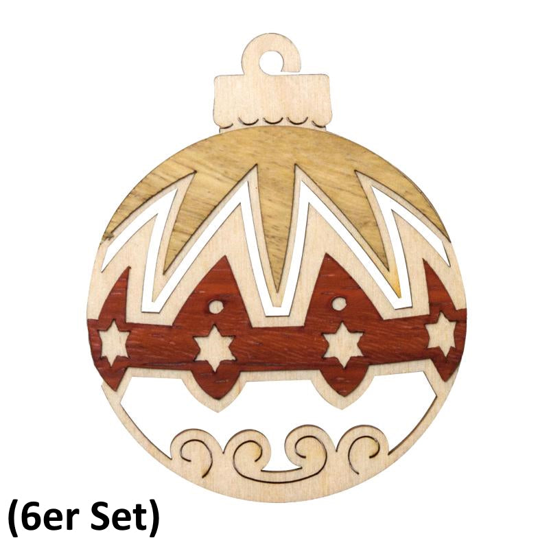 6er-Set Christbaumkugeln mit Stern