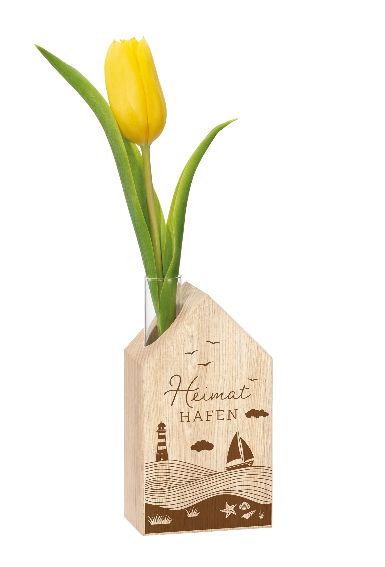 Karte                                              Holzhaus Heimathafen mit Vase