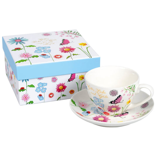 Tassen-Set in Geschenkbox Blaue Blumen