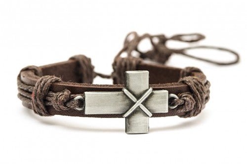 Lederarmband Kreuz braun