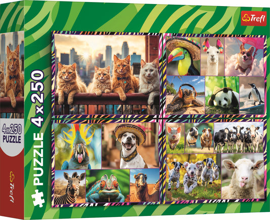 Puzzle-Set Lustige Tiere 4 x 250 Teile