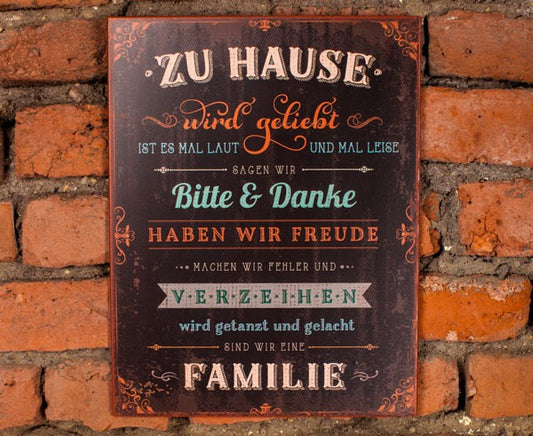 Sonstiges                                          Metallschild Zu Hause wird geliebt ...
