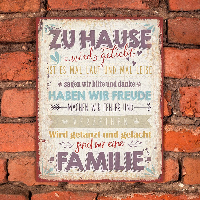 Sonstiges                                          Metallschild Zu Hause wird geliebt ...