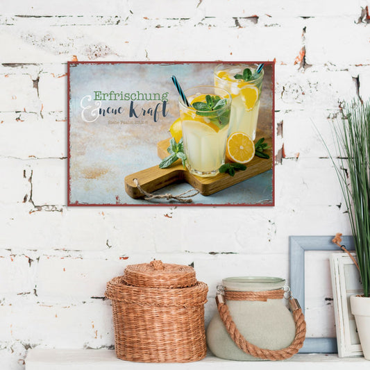 Sonstiges                                          Metallschild Erfrischung & neue Kraft - Siehe Psalm 23.2-3