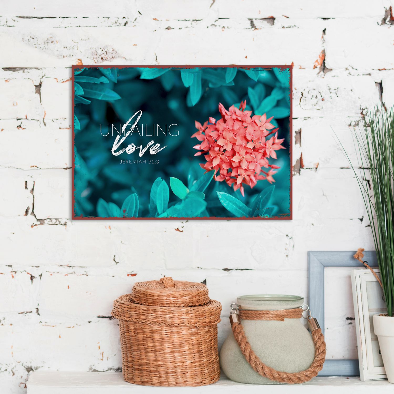 Sonstiges                                          Metallschild Unfailing Love - Jeremiah 31:2