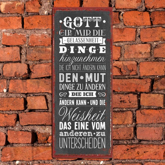 Sonstiges                                          Metallschild Gott. gib mir die Gelassenheit ...