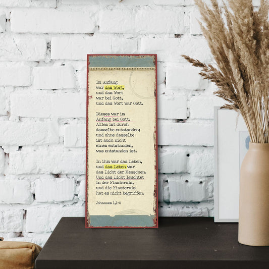 Sonstiges                                          Metallschild Im Anfang war das Wort ...