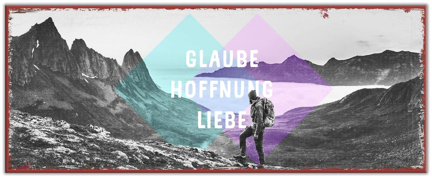 Sonstiges                                          Metallschild Glaube Hoffnung Liebe