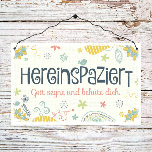 Sonstiges                                          Holzschild groß Hereinspaziert