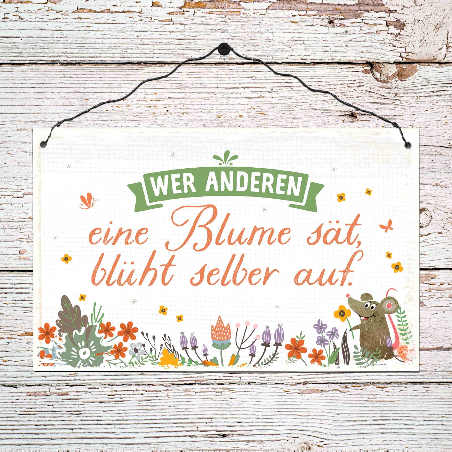 Sonstiges                                          Holzschild groß Wer anderen eine Blume sät ...
