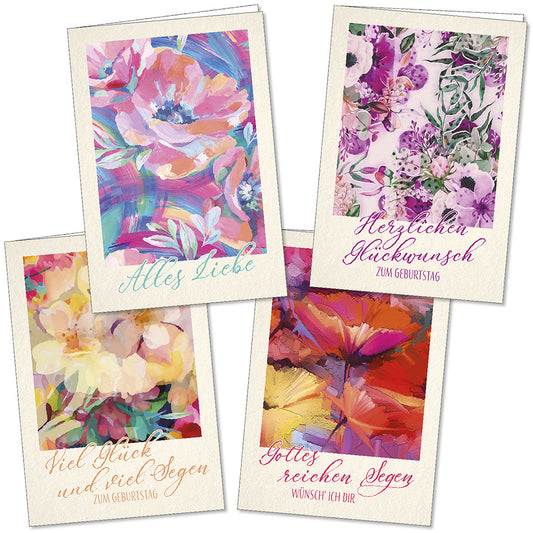 Karte                                              Faltkarten-Serie Geburtstag (4 Ex.)