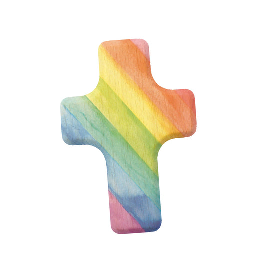 Sonstiges                                          Handschmeichler Holzkreuz regenbogenfarben