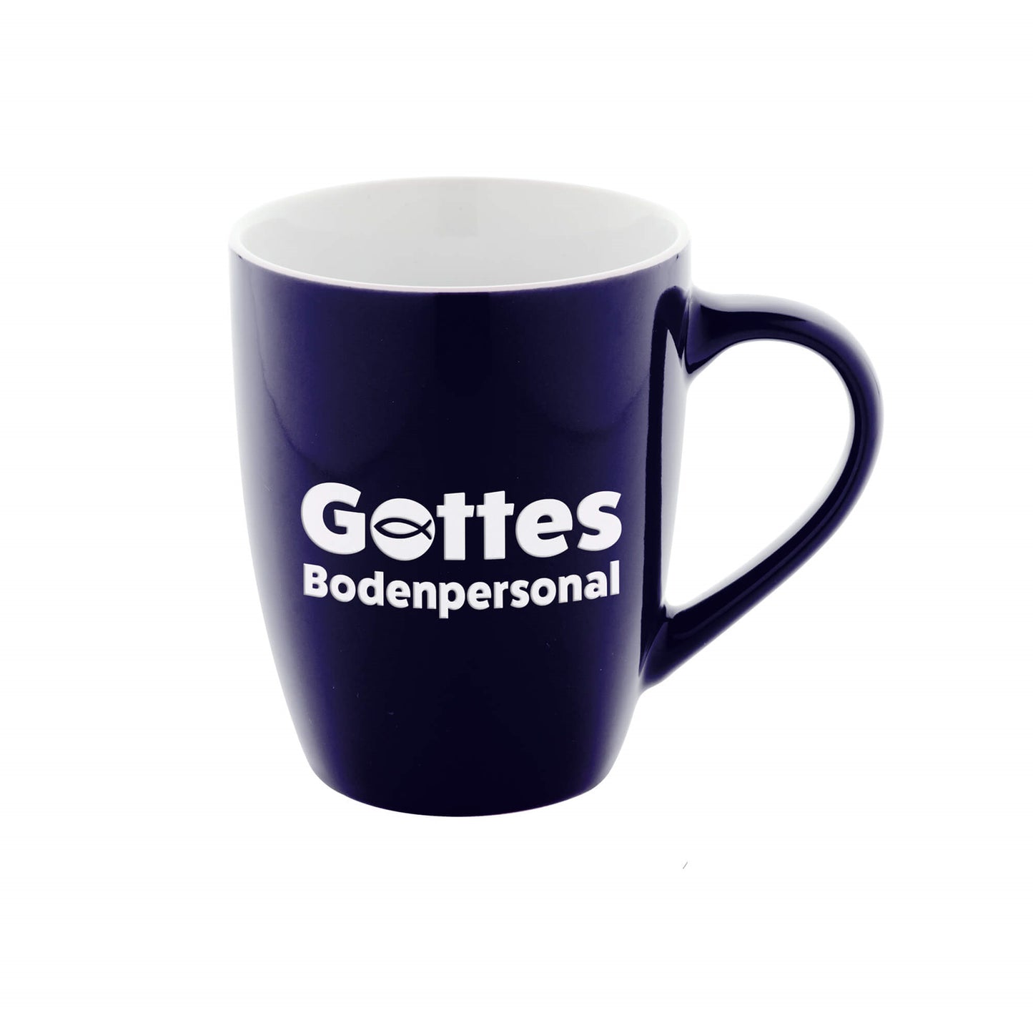 Glaswaren                                          Keramiktasse Gottes Bodenpersonal blau
