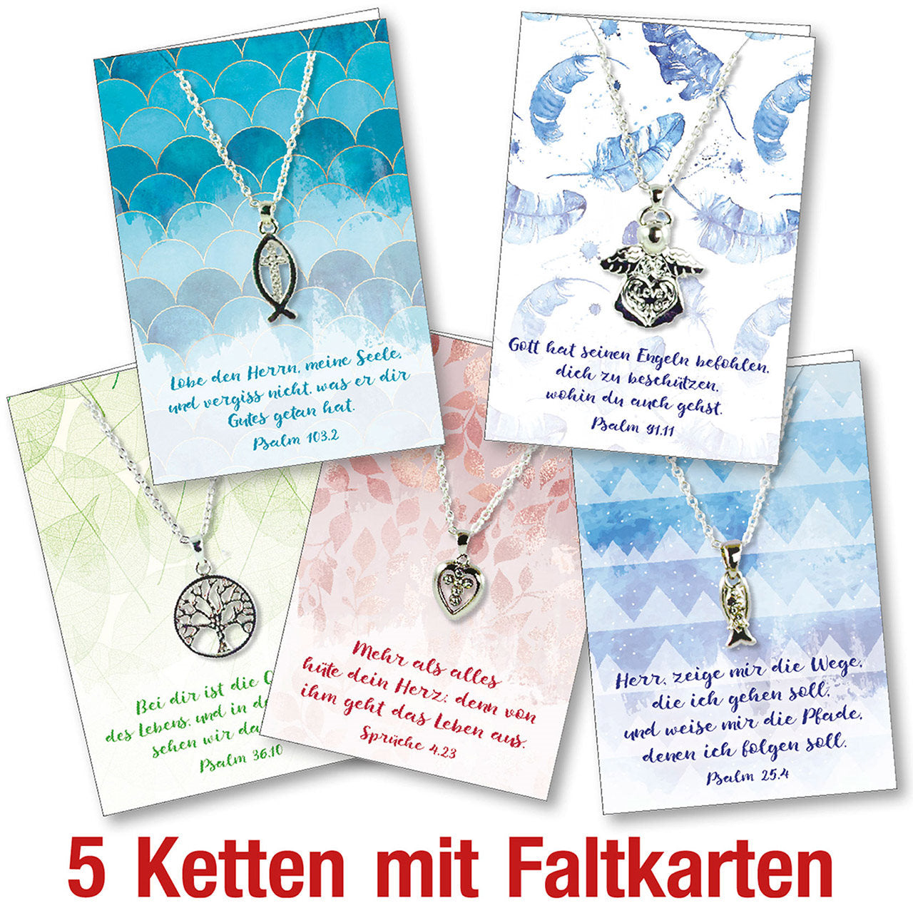 Paket Halsketten mit Faltkarten 5 Ex.