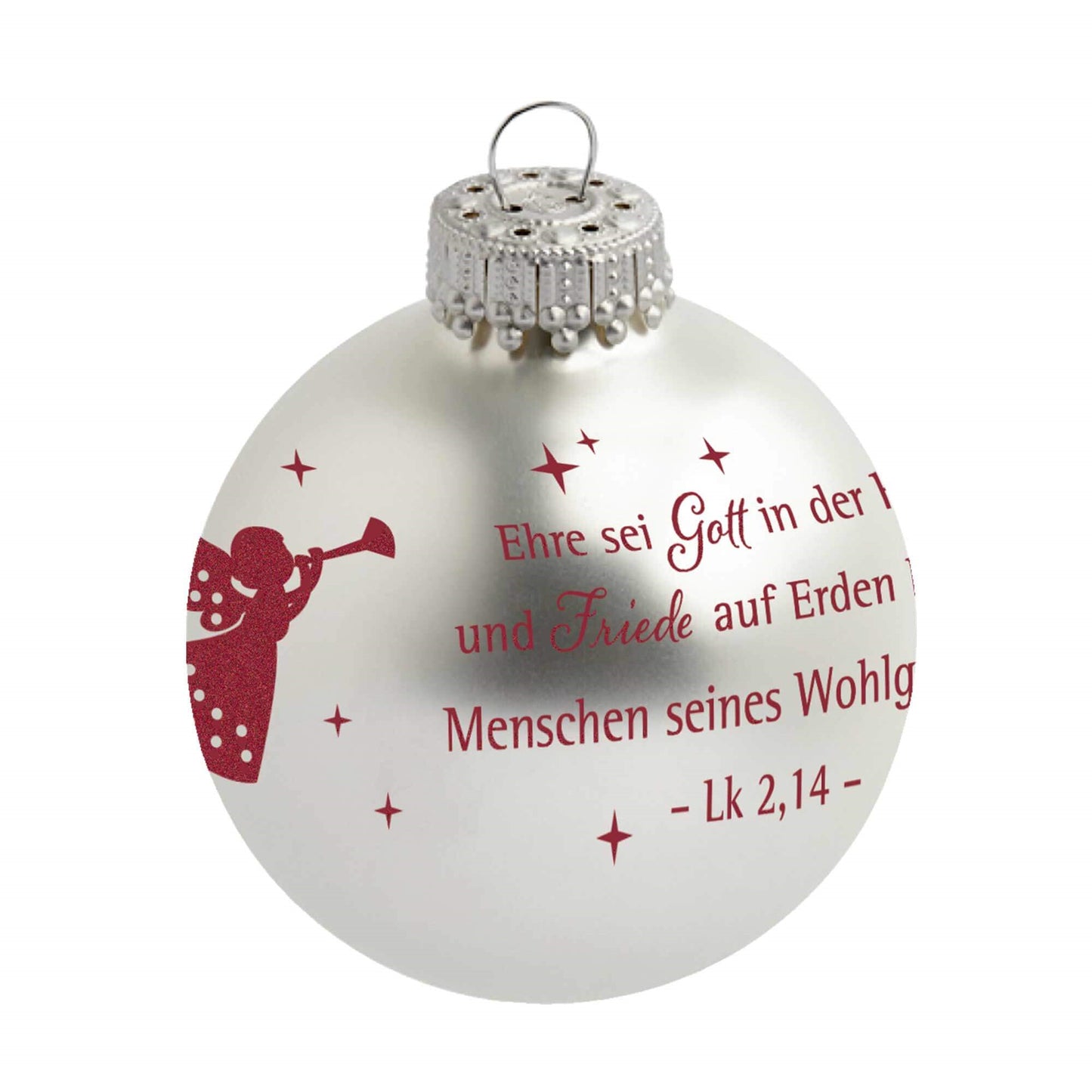 Christbaumkugel silberfarben Ehre sei Gott ...