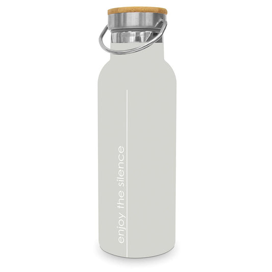 Thermoflasche enjoy the silence taupe